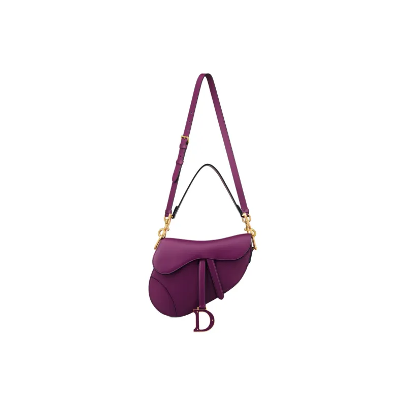 DIOR Calfskin Saddle Bag Shoulder Bag Crossbody Bag Handbag Women's Mulberry Purple-3
