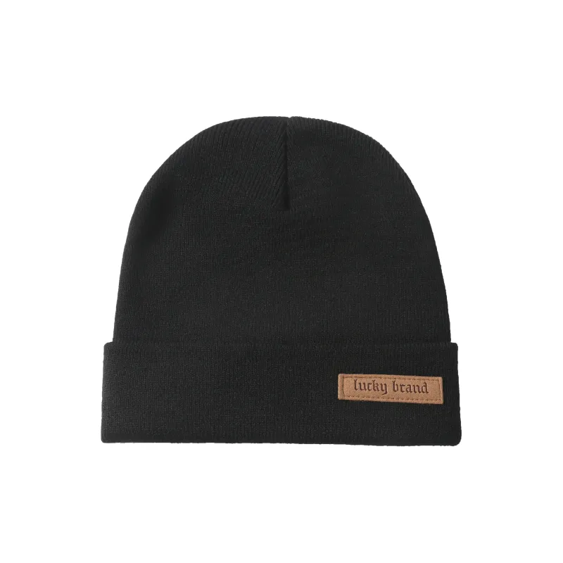 LUCKY BRAND Acrylic Vintage Leather Label Texture Beanies Unisex-4