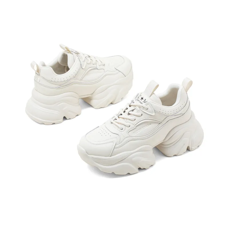 COMELY Chunky Sneakers Women's Low Top Black/Ecru-7