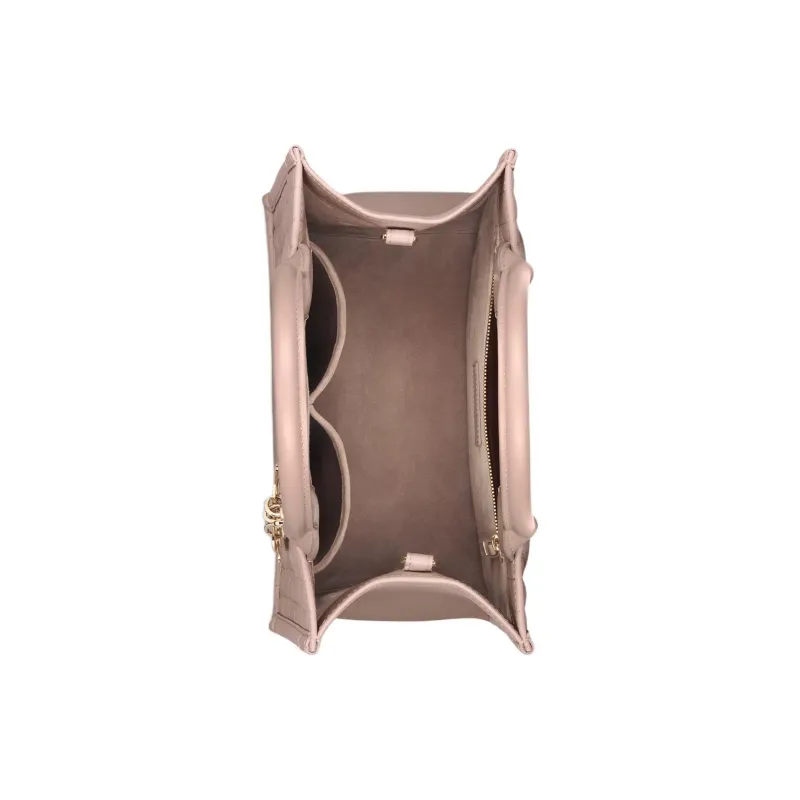 DIOR BookTote Calfskin Tote Bag Shopping Bag Shoulder Bag Crossbody Bag Handbag Small Size Women's Warm Taupe Gray-4