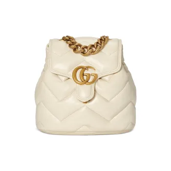 GUCCI GG Marmont Quilted V-Shaped Leather Backpack Women's White