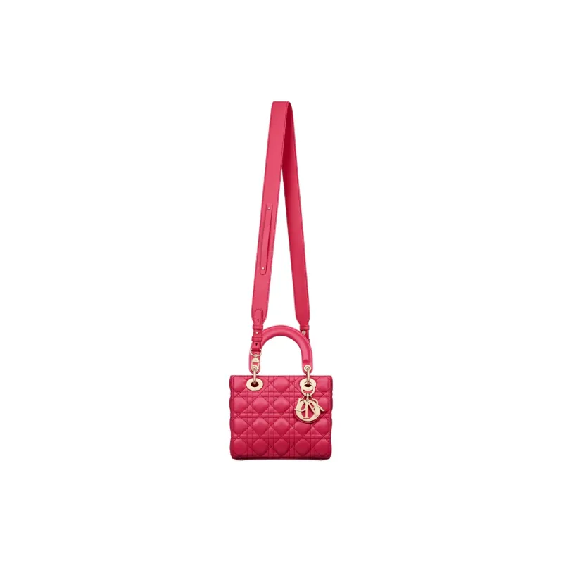 DIOR Lady Dior Sheepskin Dior Bag Shoulder Bag Crossbody Bag Handbag Small Size Women's Purple Pink-4