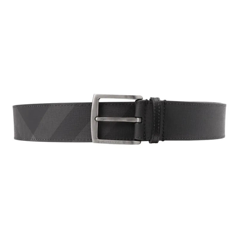 Burberry Classic Plaid With Leather Belts Men's Black Width  4cm-0
