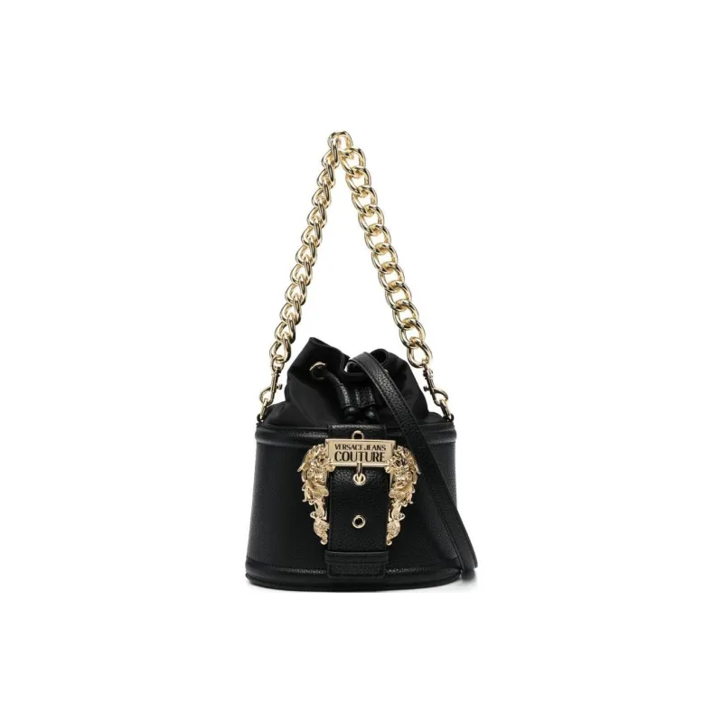 VERSACE JEANS COUTURE Polyurethane Bucket Bags Shoulder Bag Crossbody Bag Handbag Women's Black-5