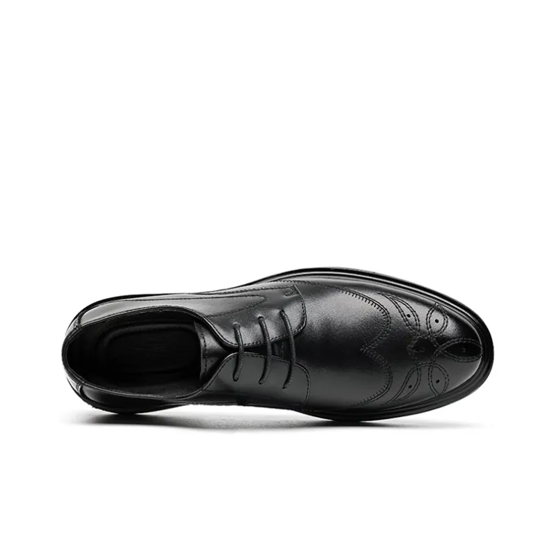 GZZ Dress Shoes Men Low Top Black-4