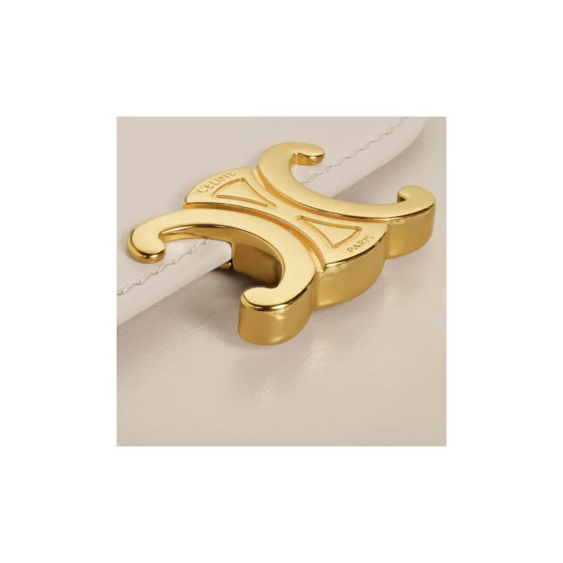 CELINE Triomphe Shiny Cow Leather Card Holder Wallet Small Size Women's Light Stone Color-4