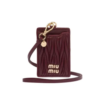 MIU MIU Nappa Leather Card Holder Women's Chardonnay Red & Corn Yellow