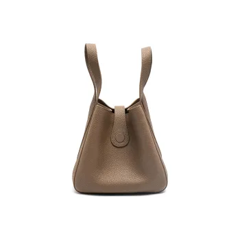 UNIFINE Cow Leather Basket Bag Commute Bag Handbag Crossbody Bag Bucket Bag Regular Women's Hazelnut Zongzi/Cream White