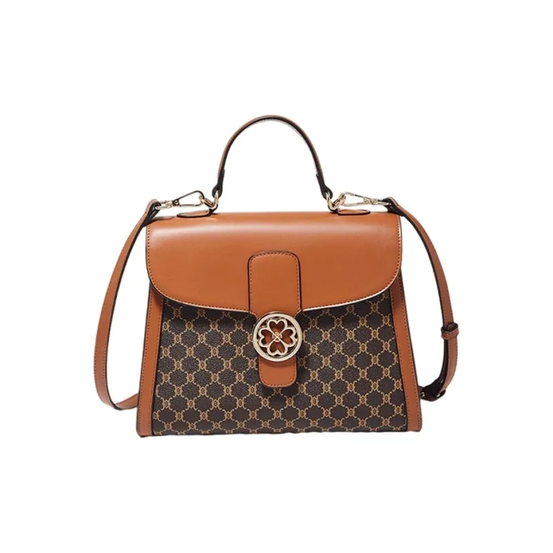 Marino Orlandi Synthetic Leather Shoulder Bag Crossbody Bag Medium Size Women's Coffee/Khaki-2
