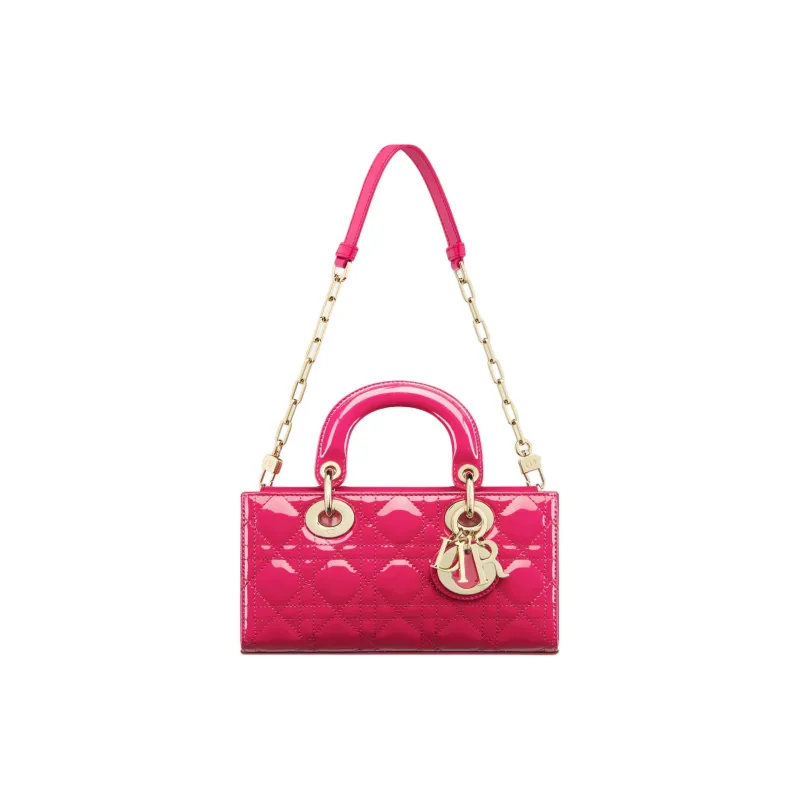 DIOR Lady D-JOY Patent Leather Cowhide Dior Bag Shoulder Bag Crossbody Bag Handbag Small Size Women's Purple Pink-4