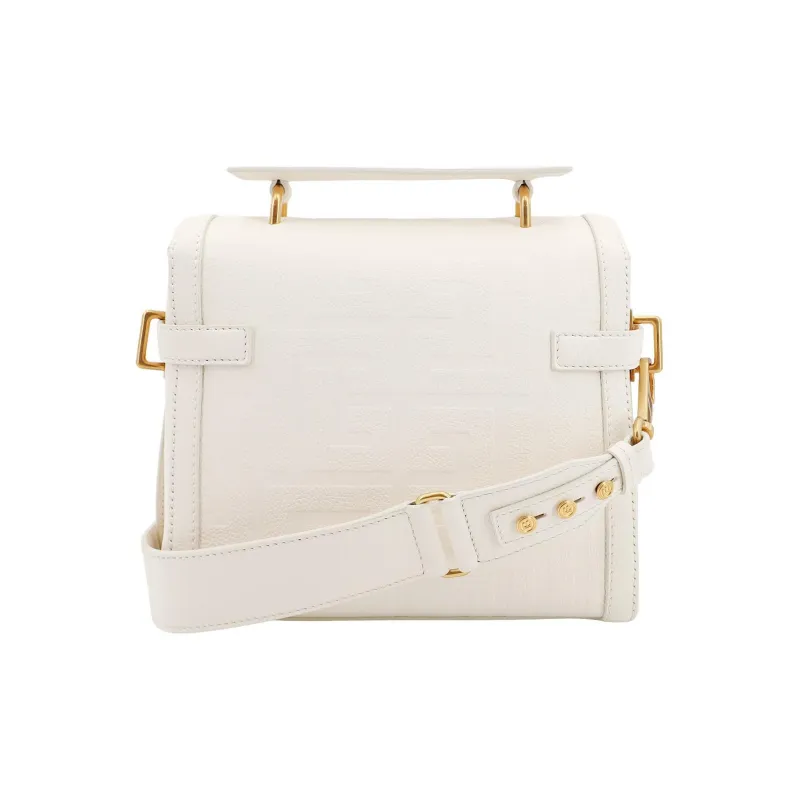 BALMAIN B BUZZ Leather Shoulder Bag Crossbody Bag Handbag Women's White-2