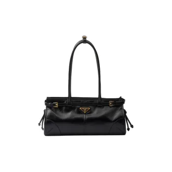 PRADA Leather Handbag Shoulder Bag Women's Black