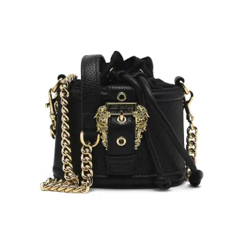 VERSACE JEANS COUTURE Polyurethane Bucket Bags Shoulder Bag Crossbody Bag Handbag Women's Black
