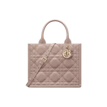 DIOR BookTote Calfskin Tote Bag Shopping Bag Shoulder Bag Crossbody Bag Handbag Small Size Women's Warm Taupe Gray