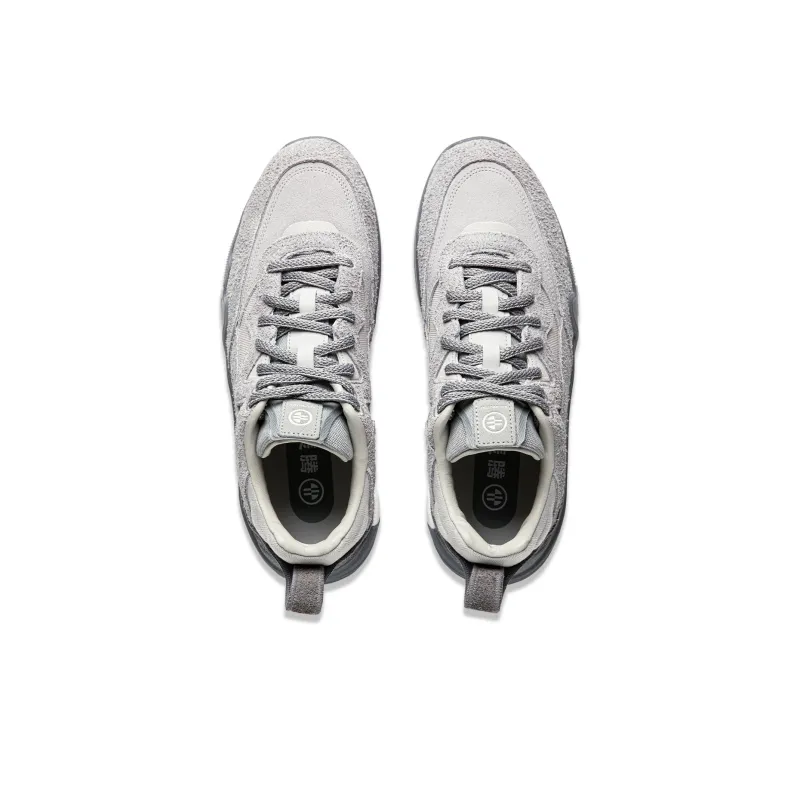 LiNing Wear-Resistant Low-Top Skateboard Shoes Men's Gray-3