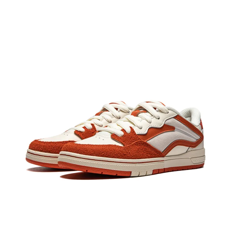 LiNing Wave Pro S Wear Resistant Low Top Skateboard Shoes Women's Beige White Orange-2