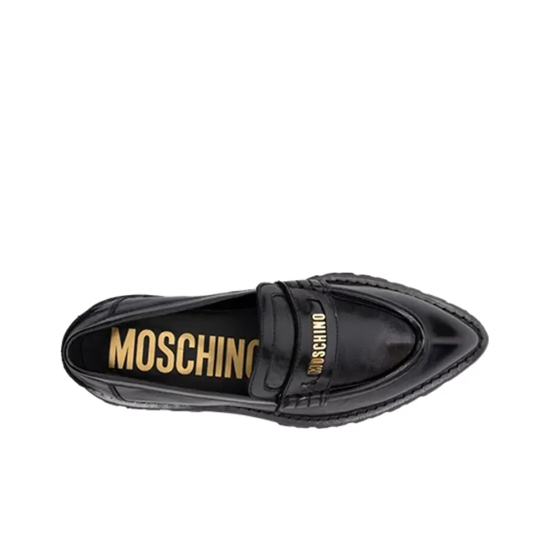 MOSCHINO Logo-lettering Chunky Leather Loafers-3