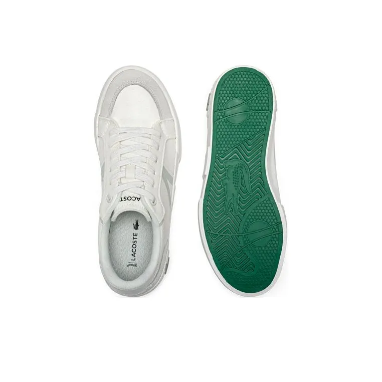 LACOSTE Low Top Skateboard Shoes Women's White Gray-3