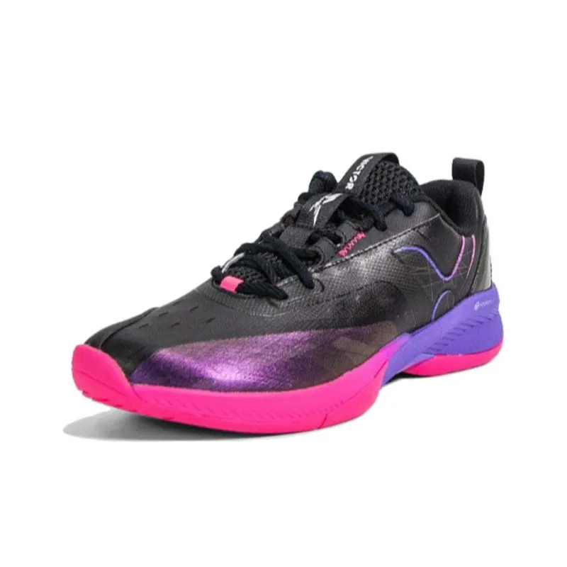 VICTOR Cushioning Wear Resistant Low Top Badminton Shoes Unisex Black Purple-1