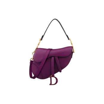 DIOR Calfskin Saddle Bag Shoulder Bag Crossbody Bag Handbag Women's Mulberry Purple