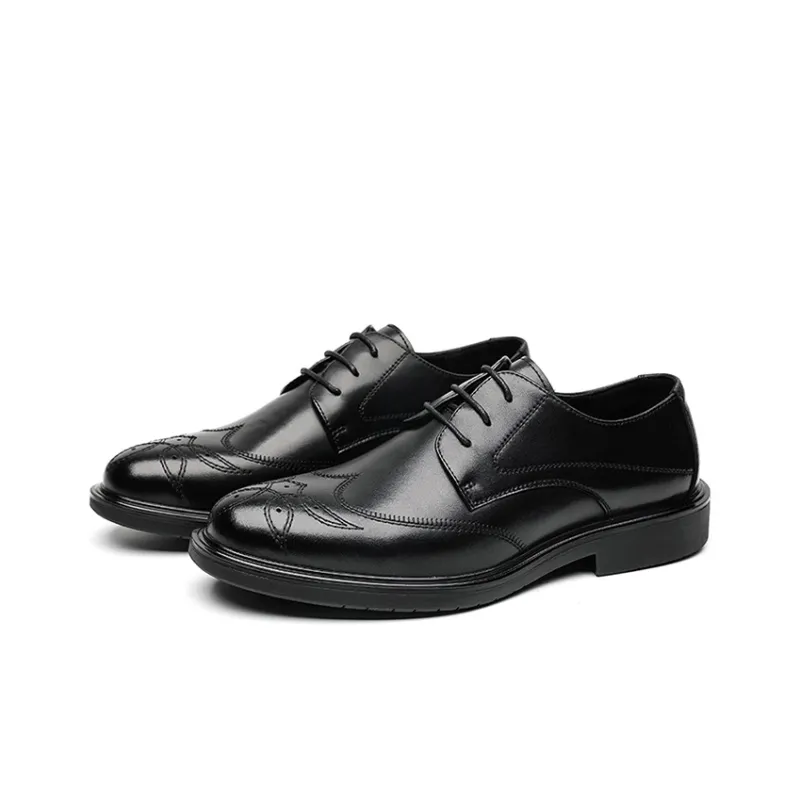 GZZ Dress Shoes Men Low Top Black-2