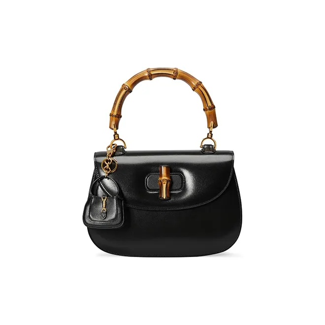 GUCCI Jackie 1961 Leather Keychain Charm Bag Accessory Women's Black-3