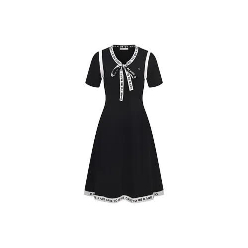 RARE Short-Sleeved Dresses Women's Black