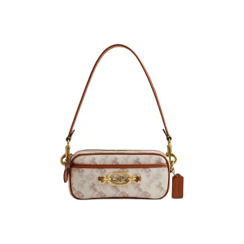 COACH Canvas With Leather Handbag Shoulder Bag Women's Chalk Polished Amber