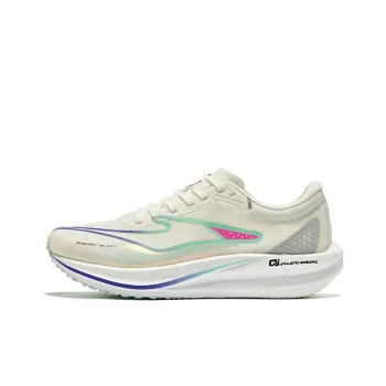 Erke Polar Wind 2.0 Cushioning Rebound Low Top Running Shoes Women's Microcrystal White Cyan Bamboo Green