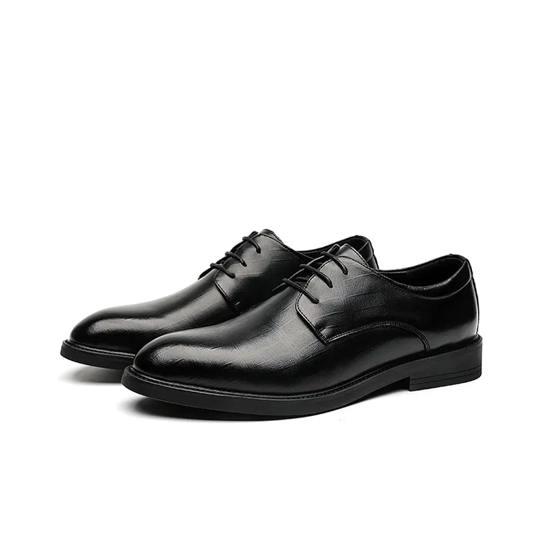 GZZ Dress Shoes Men Low Top Black-2