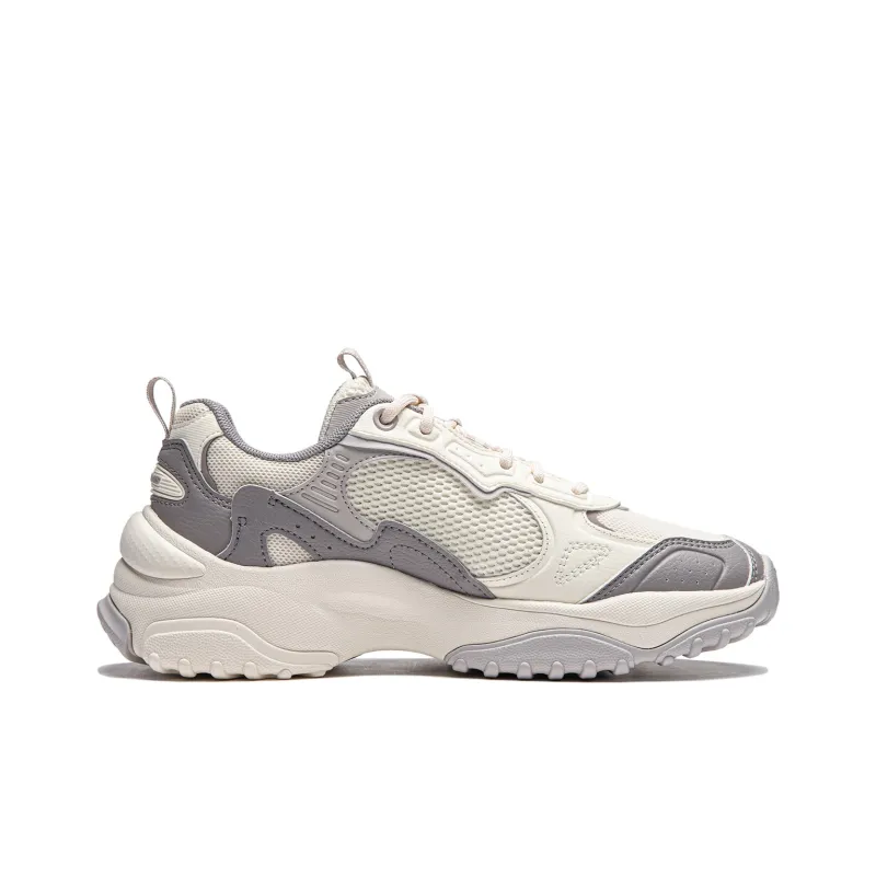 LiNing Churu Anti Slip Wear Resistant Low Top Casual Shoes Women's Beige Gray-1