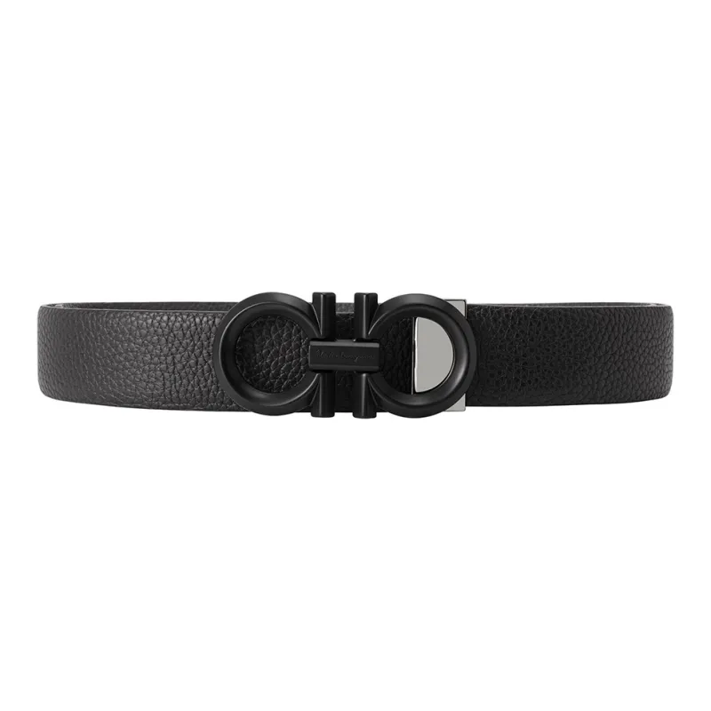 FERRAGAMO Cow Leather Leather Belts Men's Black Width  3.5cm-0