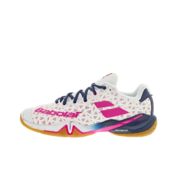 Babolat Cushioned Slip Resistant Low Top Badminton Shoes Women's White Rose Red
