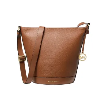 MICHAEL KORS Cow Leather Bucket Bag, Shoulder Bag, Crossbody Bag Medium Size Women's Brown