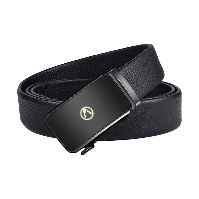AUGTARLION Business Automatic Buckle Pant Belt Top Grain Cow Leather Leather Belts Men's Black Width  3.5cm-1