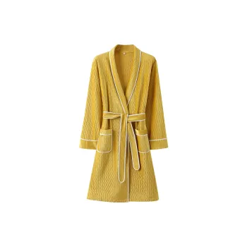 H-YXIANG Pajama Robe Women's Ginger Yellow