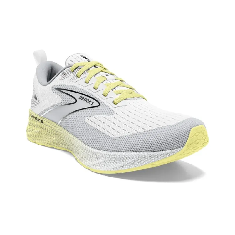 Brooks Levitate GTS Cushioning Breathable Low-Top Athletic Shoes Women's White Yellow-2