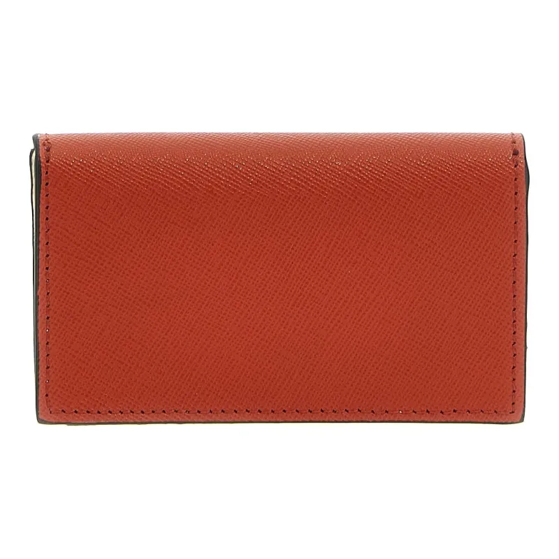 MARNI Calfskin Business Card Holder Women's Brown/Beige/Black-2