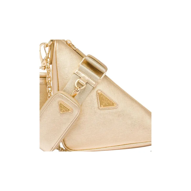PRADA Leather Combo Bag Crossbody Bag Shoulder Bag Women's Gold-4