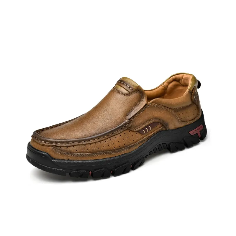 Laoks Men's Casual Shoes Men Low Top Khaki/Dark Brown/Black-1