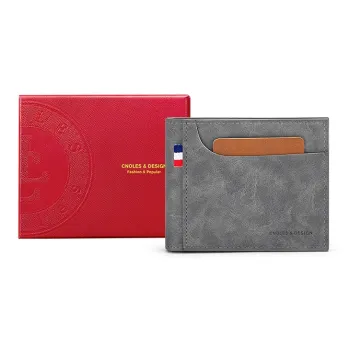 CNOLES Synthetic Leather Card Holder Card Bag Money Clip Clutch Wallet Small Size Men's Dreamy Gray