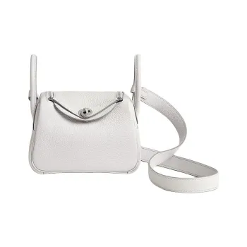 HERMES Lindy Clemence Bullock Leather Handbag, Shoulder Bag, Crossbody Bag Mini Unisex 19 0U New White