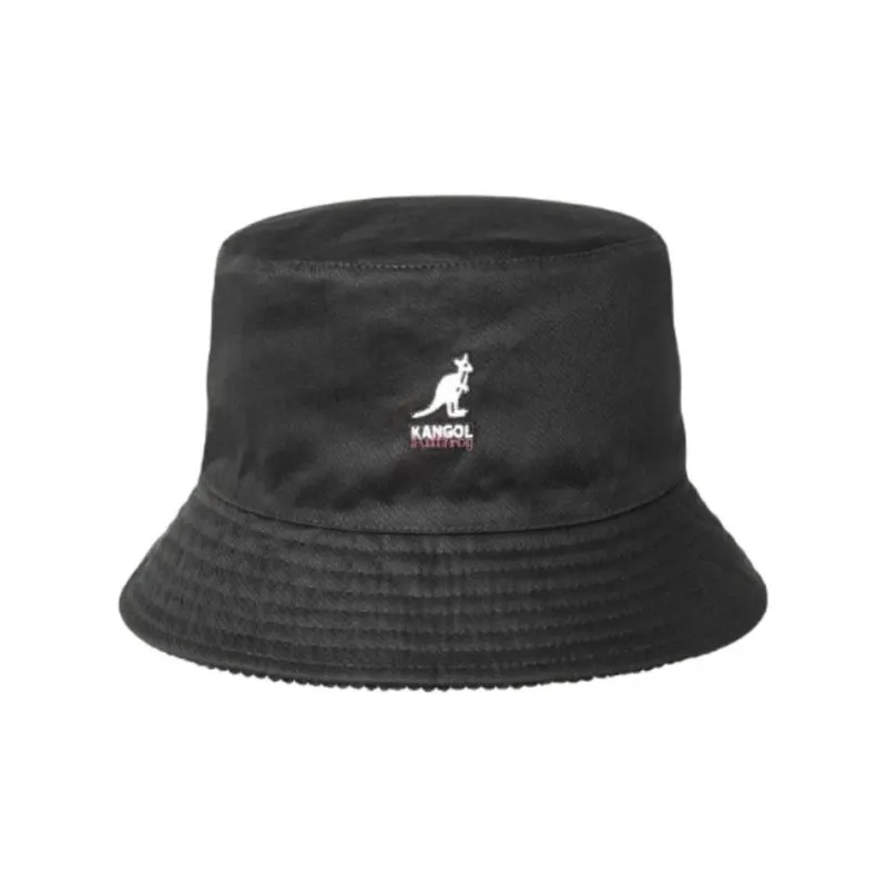 KANGOL Cotton Polyester Canvas Corduroy Bucket Hats Unisex Black/Red-1
