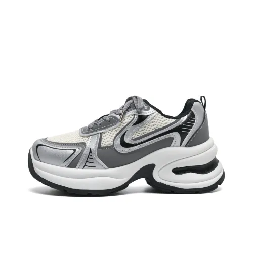 Circle small Chunky Sneakers Women's Low-Top Silver