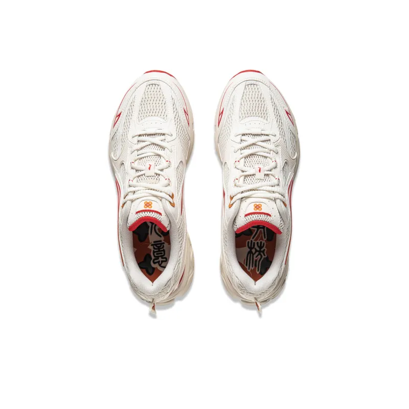 LiNing Shake 2.0 Cushioned Slip Resistant Low Top Casual Running Shoes Men's White Gray Red-3