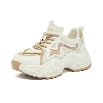 BAIJIHONG Anti Slip Wear Resistant Low Top Chunky Sneakers 4.5cm Women's