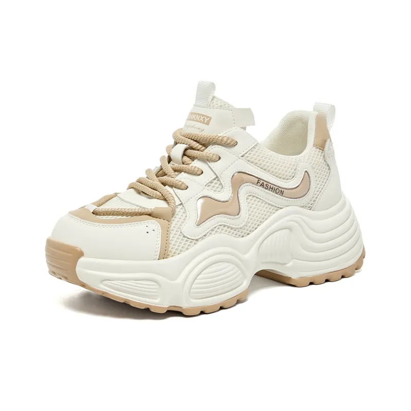 BAIJIHONG Anti Slip Wear Resistant Low Top Chunky Sneakers 4.5cm Women's-0