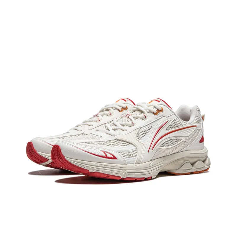 LiNing Shake 2.0 Cushioned Slip Resistant Low Top Casual Running Shoes Men's White Gray Red-2