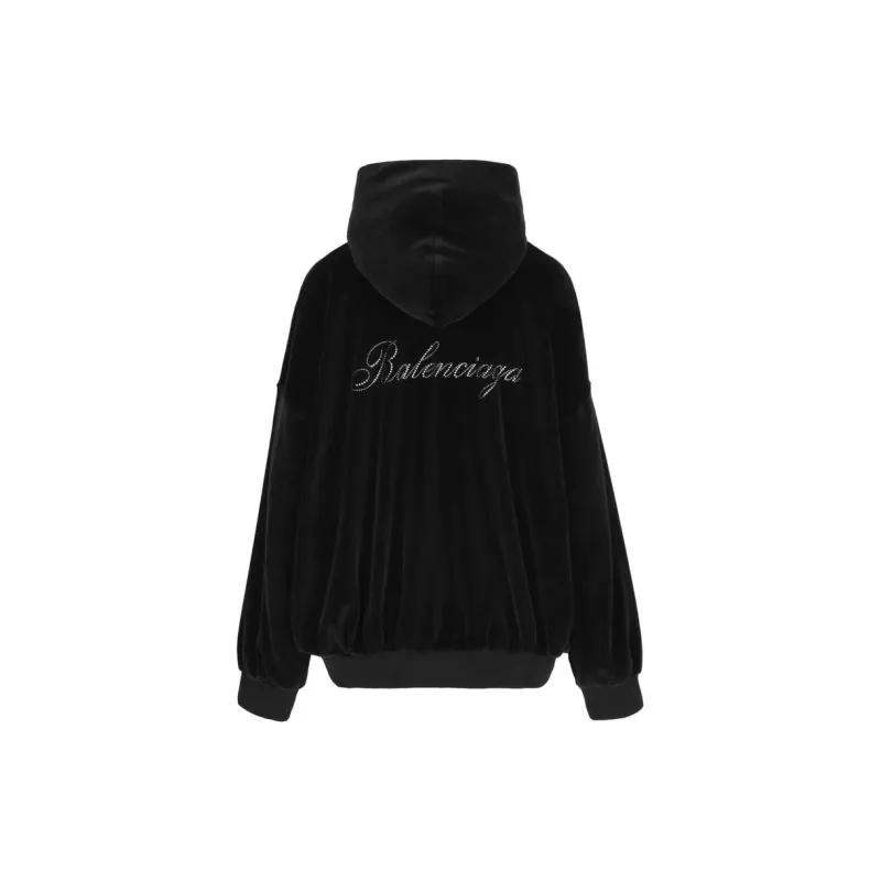 Balenciaga Embellished Logo Zipped Hoodie-1