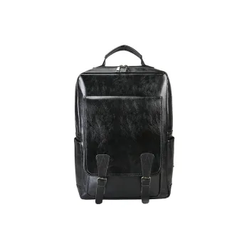 Deli Bear PU Backpack Regular Unisex Black/Dark Brown